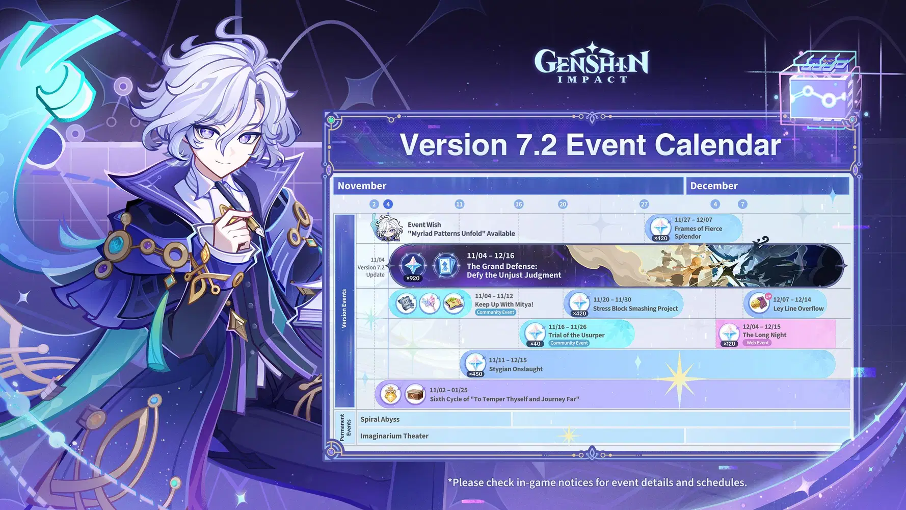 Genshin Impact 7.2 Events and Rewards (Nov 4 Update)